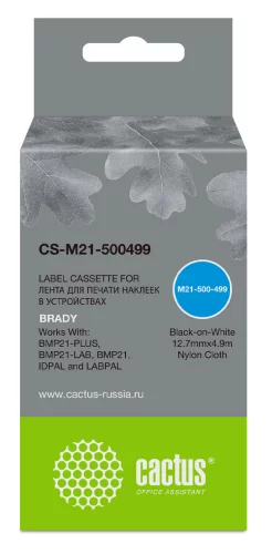 Картридж ленточный Cactus CS-M21-500499 черный на белом 12.7x4.9 черный для Brady BMP21-PLUS, BMP21-LAB