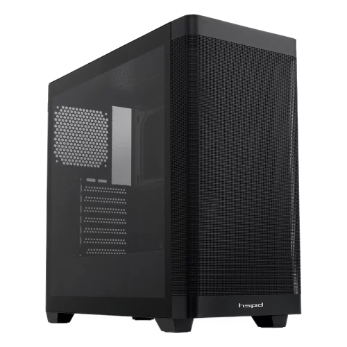 Корпус без блока питания/ Case HSPD M740, Mesh Mid Tower, Black, TG, 0.6 SPCC, no fans, E-ATX, ATX, mATX, mITX, 170/ 400/ 200mm, 4x2.5