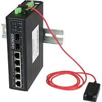 Промышленный коммутатор Gigabit Ethernet OSNOVO SW-70402/ILS Промышленный управляемый (L2+) коммутатор Gigabit Ethernet на 4GE RJ45 + 2 GE SFP порта с функцией мониторинга температуры/ влажности/ напряжения. Порты: 4 x GE (10/100/1000Base-T)