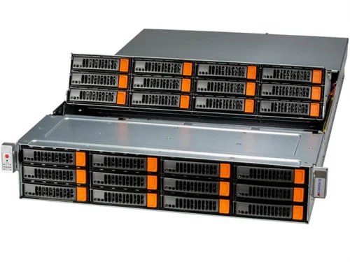 Supermicro SuperStorage 2U Server 521E-E1CR24H noCPU(1) 4th/ 5th(MCC carrier)/ TDP 300W/ no DIMM(16)/ 24x3.5/ 2.5 SAS/ SATA(3908 controller)/ 2x10GbE 2x10GbSFP+/ 2x1600W/ SFT-DCMS-Single (SSG-521E-E1CR24H_EMPTY)