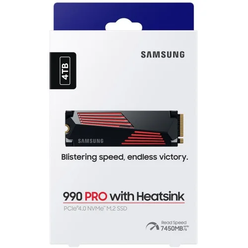 Твердотельный накопитель SSD M.2 2280 4TB Samsung 990 PRO with Heatsink MZ-V9P4T0GW PCIe Gen4x4 with NVMe, 7450/6900, IOPS 1600/1550K, MTBF 1.5M, Samsung V-NAND TLC, 4GB LPDDR4MB, 2400TBW, RTL фото 15