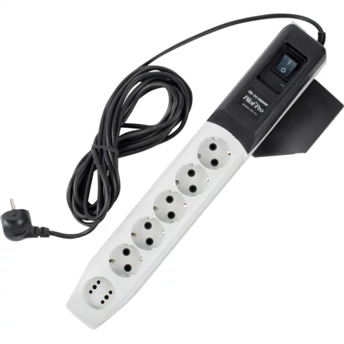 Сетевой фильтр Pilot Pro GP 6 розеток (5 евро + 1Gadget Parking) 1.8 м, автомат защиты/ Surge protector Pilot PRO GP 6 outlets (5 euro + 1 without ground) 10A / 2.2kVt, 1.8m, automatic circuit-breaker