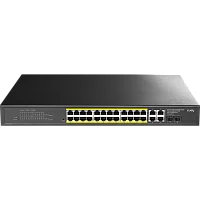 Коммутатор/ 24-Port 10/ 100/ 1000M PoE+ Switch 300W, 24-Port 10/ 100/ 1000M PoE+ ports(802.3at/ af)+ 2 Uplink Gigabit ports + 2 Gigabit SFP/ ETH Combo ports, Local Management via Web GUI, support STP/ RSTP, (GS1028EPS2)