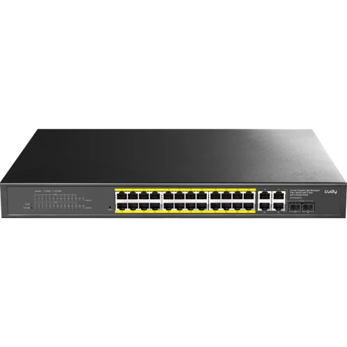 Коммутатор/ 24-Port 10/ 100/ 1000M PoE+ Switch 300W, 24-Port 10/ 100/ 1000M PoE+ ports(802.3at/ af)+ 2 Uplink Gigabit ports + 2 Gigabit SFP/ ETH Combo ports, Local Management via Web GUI, support STP/ RSTP, (GS1028EPS2)