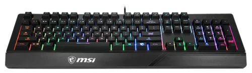 Клавиатура игровая MSI VIGOR GK20, membrane Keyboard with ergonomic keycaps and wrist rest. 12 Key Anti-ghosting Capability. Water Resistant (spill-proof), Static multi-colour backlighting (S11-04RU230-CLA)