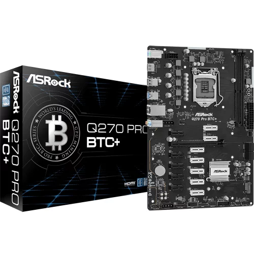 ASRock Q270 Pro BTC+ {LGA1151 (7th и 6th Generation Intel® Core™ i5/i3/Pentium®/Celeron® Processors) 2xDDR4 4xSATA RAID M.2 ATX}