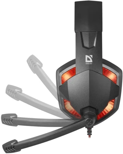 Наушники с микрофоном Defender Warhead G-370 черный/ красный 2м накладные оголовье (64037) фото 4