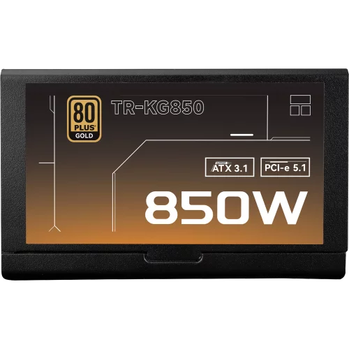 Блок питания 850W/ Power Supply Thermalright, 850W 80+ Gold (ATX, 3.1, PCIe 5.1, Full modular, 1x24(20+4)pin, 2xCPU 8(4+4)pin, 2xPCIe*2 8(6+2)pin, 1x12VHPWR, 8xSATA3, 3xMOLEX4pin, Active, 120x120mm, 1 (TR-KG850)