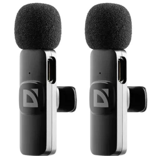 Defender Петличный микрофон Talky-138 wrls, черный, на прищепке, 2шт (64138)