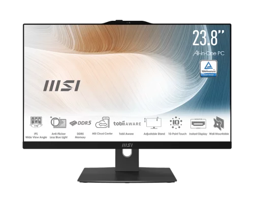 Моноблок/ MSI Modern AM242P 1M-1663XRU 23.8(1920x1080 (матовый) IPS)/Intel Core 5 120U(1.4Ghz)/16384Mb/2000+256PCISSDGb/noDVD/Int:Intel® Graphics/Cam/BT/WiFi/war 1y/4.65kg/Black/noOS + Wireless KB+M (9S6-AE0721-1663)
