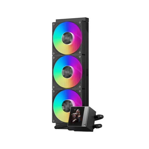 Система охлаждения/ Water Cooling System PCCooler DC360 Pro ARGB Display BK (310W, 360mm, LED, Black, ARGB/ Fans: 3x120mm, 90.56CFM, 39.8dBA, 2500RPM/ Pump height 65mm, 15dBA, 2600RPM, Rad thickness 2