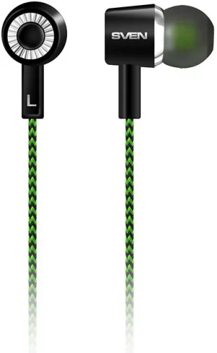 SVEN E-107, черный-зелёный наушники {103 Дб, mini jack 3.5 mm} (SV-015404)