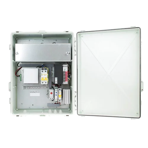Уличный коммутатор OSNOVO SW-80402-WLU(port 90W) Уличный управляемый (L2+) PoE коммутатор на 6 портов с термостабилизацией и резервным питанием (АКБ - 7Ач). Порты: 4 x GE (10/100/1000Base-T) с PoE (до 90W) + 2 x GE SFP