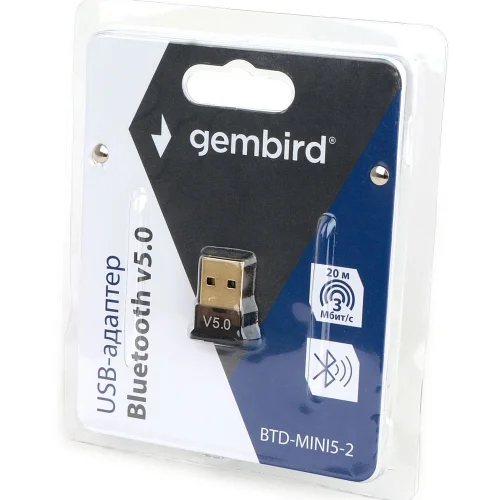Gembird Адаптер Bluetooth, ультратонкий корпус, v.5.0, 20 метров, USB (BTD-MINI5-2) фото 2