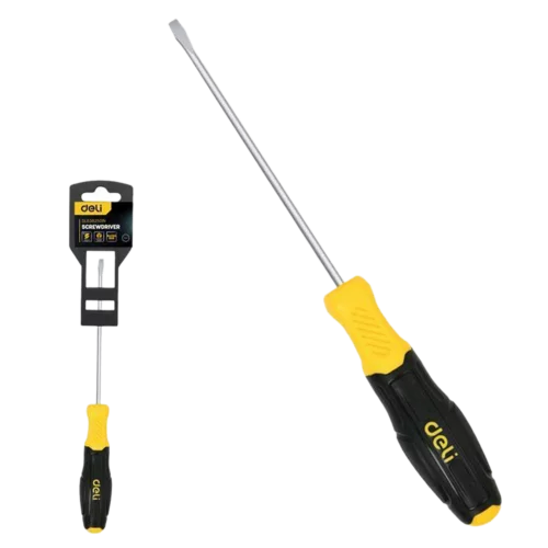 Шлицевая отвертка Deli DL6382501N 8х250мм сталь Cr-V, двухкомпонентная прорезиненная рукоять