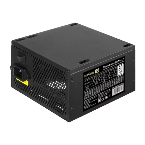 Exegate EX282042RUS Блок питания 550W Exegate 550PPH-LT, RTL, 80+, ATX, black, APFC, 12cm, 24p, (4+4)p, 5*SATA, 3*IDE