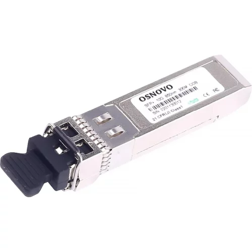 Oптический SFP+ модуль OSNOVO SFP-M2LC05-10G-850-850 Оптический SFP Модуль 10G. Два волокна Multi Mode. Скорость: 10 Гбит/c. Тип разъема: 2LC. Оптический бюджет: 10дБ. Расстояние передачи - до 300м. Рабочая длина волны,нм -