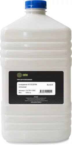 Тонер Cactus CS-TKY4-1000 черный флакон 1000гр. для принтера Kyocera TK-3060/3100/3110/3130/3150/3160/3170/3190/3200/3300/3400/3410/3430/3440/50/55/60/65/310/320/330/340/350/360 (для высокоскоростных машин