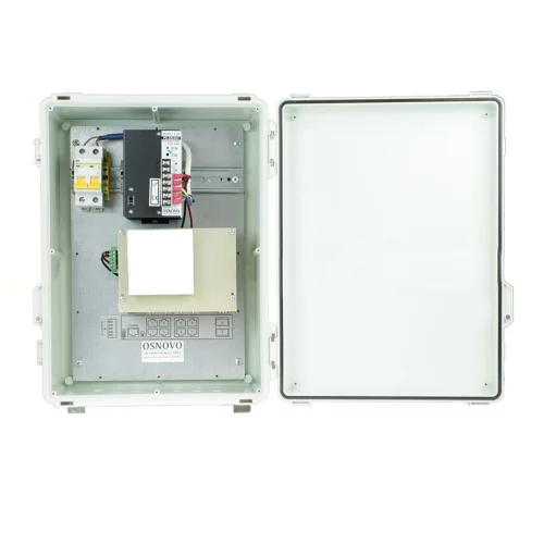 Уличный коммутатор OSNOVO SW-80802-WL(port 90W) Уличный управляемый (L2+) PoE коммутатор на 10 портов. Порты: 8 x GE (10/100/1000Base-T) с PoE (до 90W) + 2 x GE SFP (1000Base-X). Соответствует стандартам PoE IEEE 802.3a