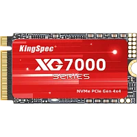 Твердотельный накопитель/ Kingspec SSD XG7000 2242, 1024GB, M.2(22x42mm), NVMe, PCIe 4.0 x4, 3D NAND, R/ W 7200/ 6600MB/ s, IOPs н.д./ н.д., TBW 600, DWPD 0.54 (3 года) (XG7000-1TB 2242)