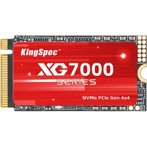 Твердотельный накопитель/ Kingspec SSD XG7000 2242, 1024GB, M.2(22x42mm), NVMe, PCIe 4.0 x4, 3D NAND, R/ W 7200/ 6600MB/ s, IOPs н.д./ н.д., TBW 600, DWPD 0.54 (3 года) (XG7000-1TB 2242)
