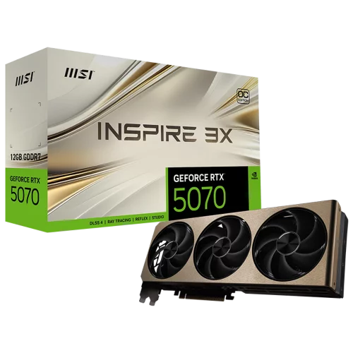 Видеокарта MSI RTX5070 INSPIRE 3X OC 12GB GDDR7 192bit 3xDP HDMI 3FAN RTL (RTX 5070 12G INSPIRE 3X OC)