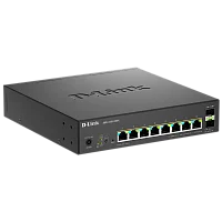 Коммутатор/ Управляемый L2 PoE-коммутатор, 8x2.5GBase-T PoE (2 порта PoE 802.3bt 60 Вт), 2x10GBase-X SFP+, PoE-бюджет 120 Вт, защита от статического электричества до 6 кВ, CLI (DMS-1250-10SPL/A1A/6KV)