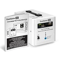 Exegate EX291733RUS Стабилизатор напряжения ExeGate Expert Turbo AST-5000 (5000ВА, вход 80-260В, цветной дисплей, выход 220В±8%, КПД 98%, 5 уровней защиты, метал. корпус, 2*Schuko+ клем.колодка, RTL)