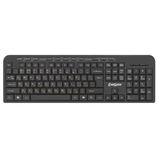 Exegate EX286177RUS Клавиатура ExeGate Multimedia Professional Standard LY-500M (USB, полноразмерная, 115кл., Enter большой, мультимедиа, длина кабеля 1,5м, черная, Color box)
