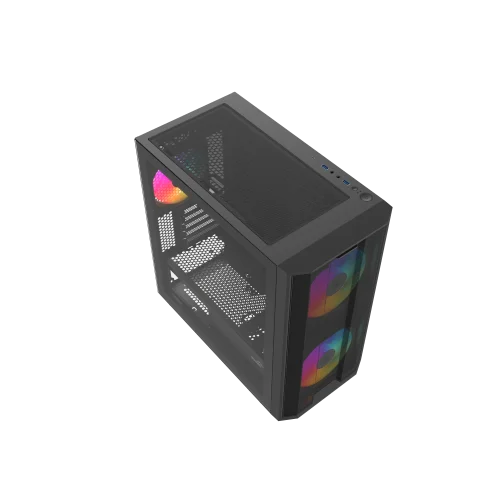 Корпус без блока питания Case SAMA S30 Black, Midi-Tower, TG, 2x140mm + 1x120mm ARGB, 1xUSB 3.0 + 1xUSB 3.1 Type-C, mATX, mITX Black (S30-BKMPA3X1-GL) фото 7