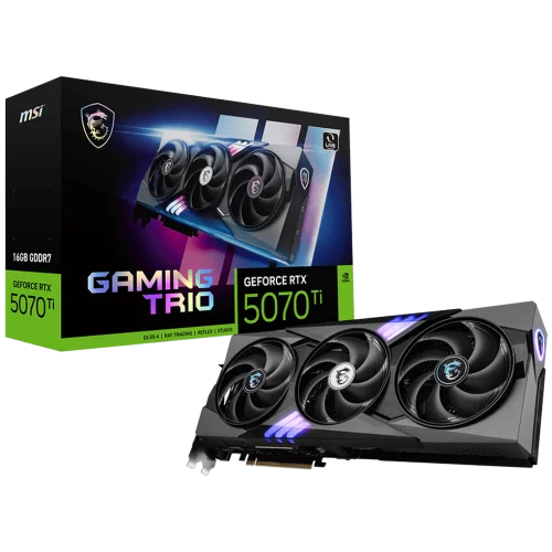 Видеокарта MSI PCI-E 5.0 RTX 5070TI 16G GAMING TRIO NVIDIA GeForce RTX 5070TI 16Gb 256bit GDDR7 2452/28000 HDMIx1 DPx3 HDCP Ret (RTX 5070 TI 16G GAMING TRIO)