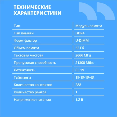 CBR DDR4 DIMM (UDIMM) 32GB CD4-US32G26M19-00S PC4-21300, 2666MHz, CL19, 1.2V, Micron SDRAM, dual rank, пожизненная гарантия фото 2
