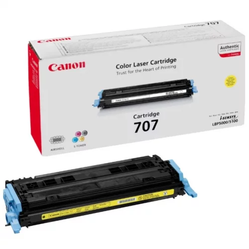 Картридж CANON 707 Y, желтый, 2000 страниц, для LBP-5000 (9421A004)