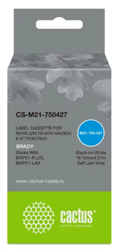 Картридж ленточный Cactus CS-M21-750427 черный на белом 19.1x4.27 для Brady BMP21-PLUS, BMP21-LAB