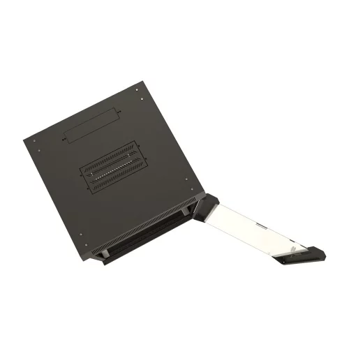Шкаф HyperlineTWB-0645-GP-RAL9004 настенный 6U, 367x600х450мм, стеклянная дверь с перфорацией по бокам, ручка с замком, цвет черный (RAL 9004) (разобранный)