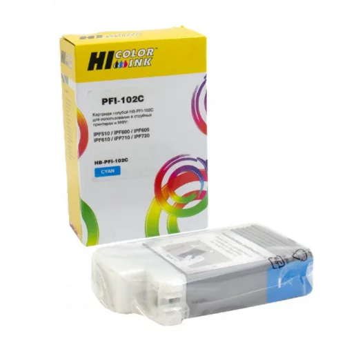 Картридж Hi-Black (HB-PFI-102C) голубой 130 мл для Canon IPF-510/600/710 (1100002)