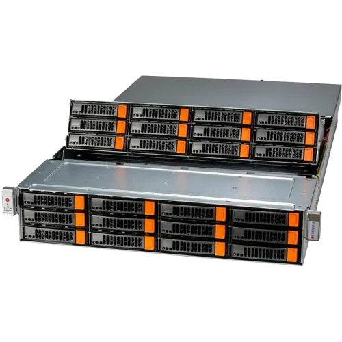 Платформа для сервера/ Supermicro Storage Server ASG-2015S-E1CR24L 2U (1x AMD EPYC 9004/9005 / 12x DDR5 RDIMM / 24x HS 3.5 SATA/SAS* / 2x HS 2.5 SATA rear / 2x M.2 NVMe (up to 22110) / 2x PCIe 5.0 x