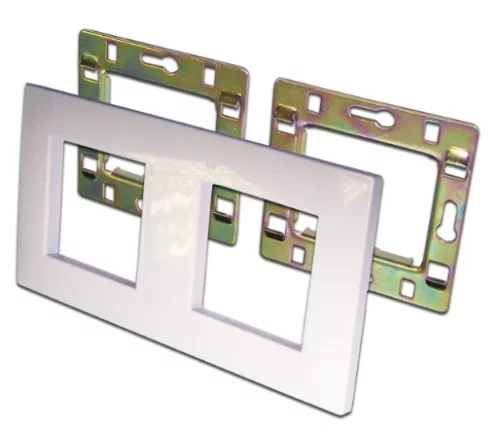 Рамка 2-постовая 45х45, с суппортами, белая (LAN-FRS45X45/ 2-WH) (LAN-FRS45X45/2-WH)