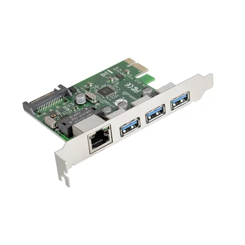 Exegate EX283714RUS Контроллер сетевой EXE-361 PCI-E 2.0, 3*USB3.0 ext + LAN UTP 1000Mbps, раз.доп.пит.OEM) фото 2