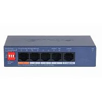 DAHUA DH-CS4005-4GT-60 4-портовый гигабитный PoE коммутатор с функцией облачного управления, 4 RJ45 10/100/1000Мбит/с (PoE/PoE+/Hi-PoE), 1 RJ45 10/100/1000Мбит/с (uplink), суммарно 60Вт