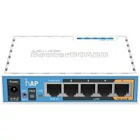 Маршрутизатор MikroTik hAP with 650MHz CPU, 64MB RAM, 5xLAN, built-in 2.4Ghz 802.11b/g/n 2x2 two chain wireless with integrated antennas, USB, RouterOS L4, desktop case, PSU (RB951UI-2ND)