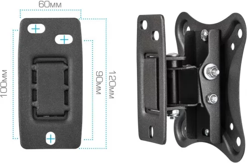 Кронштейн для ТВ KROMAX CORBEL-1 black (max VESA 100x100 мм, настенный, наклонно-поворотный, max 25 кг) (90461) фото 6