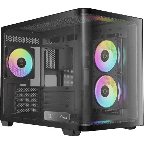 Корпус Компьютер без блока питания/ Case Ocypus Iota C50 Curve BK ARGB, Mini-Tower, TG, 3x120mm ARGB, 2xUSB-A 3.0 + 1xUSB-C, mATX, mITX Black (IOTA-C50-BKD300CD-GL)