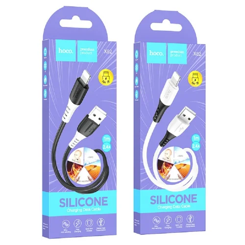 HOCO X82/ USB кабель Lightning/ 1m/ 2,4A/ Силикон/ Black (HC-68537) фото 3