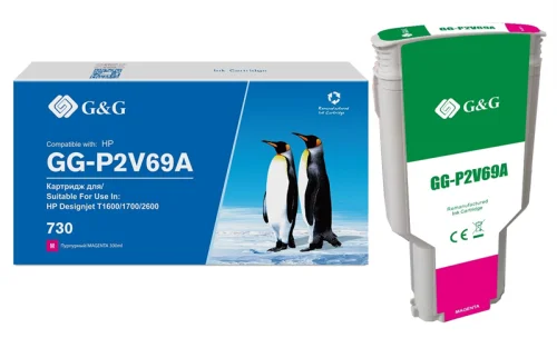 Cartridge G&G 730 для DJ T1600/ T1700/ T2600, пурпурный (300мл) (GG-P2V69A)