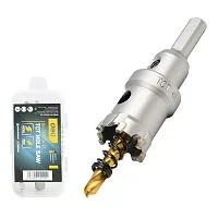 Коронка по металлу твердосплавная с центрирующим сверлом Deli DH-TCT024-E1 диаметр 24мм, шестигранный хвостовик