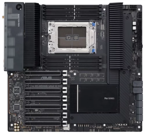 Материнская плата ASUS PRO PRO WS WRX80E-SAGE SE WIFI, AMD WRX80, 8*DDR4, 8*SATA, 3*M.2, 9*USB 3.2, Type-C, 7*PCIx16, EATX (90MB1590-M0EAY0)