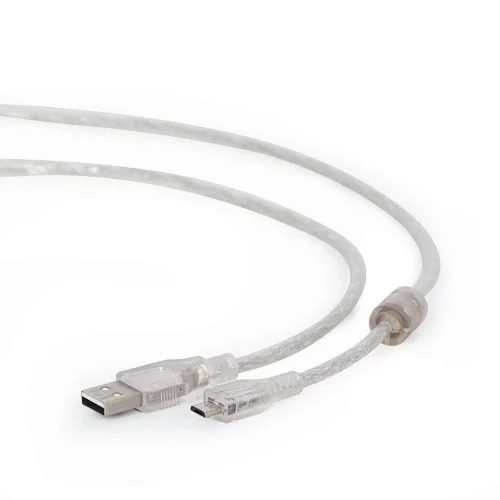 Cablexpert Кабель USB 2.0 Pro, AM/ microBM, 1,8м, экран, феррит.кольцо, прозрачны (CCP-mUSB2-AMBM-6-TR)