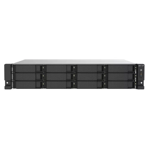 SMB QNAP TS-1253DU-RP-4G NAS 12 HDD trays, rackmount, 2 PSU. 4-core Intel Celeron J4125 2.0 GHz (up to 2.7 GHz), 4 GB RAM (1 x 4 GB) up to 8 GB (2 x 4GB), 2.5 Gigabit Ethernet x 2, 4xUSB, 1xHDMI . W/o rail kit RAIL-B02
