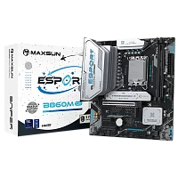 Материнская плата Maxsun MS-eSport B860M SNIPER WIFI B860, LGA1851, 2*DDR5, 1*PCIEx16, 1*PCIEx4, 1*PCIEx1, 2*M.2, 4*USB3.2Gen2, 2*USB3.2Gen1, 6*USB2.0, 3*SATA3.0, 2.5G, Type-C(DP), DP, HDMI, M-ATX, RTL (6940709661246)